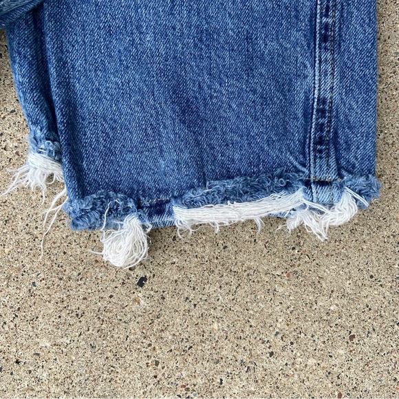 Agolde Los Angeles Riley Crop Straight Distressed Light Blue Denim Jeans - Picture 10 of 11